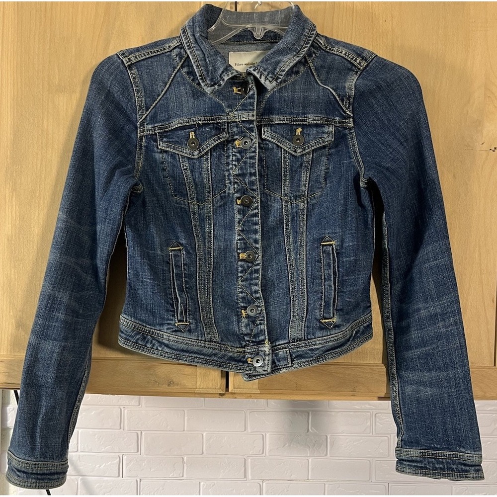 Pilcro‎ And The Letterpress Denim Jacket Womens S Stretch Fitted Classic Retro